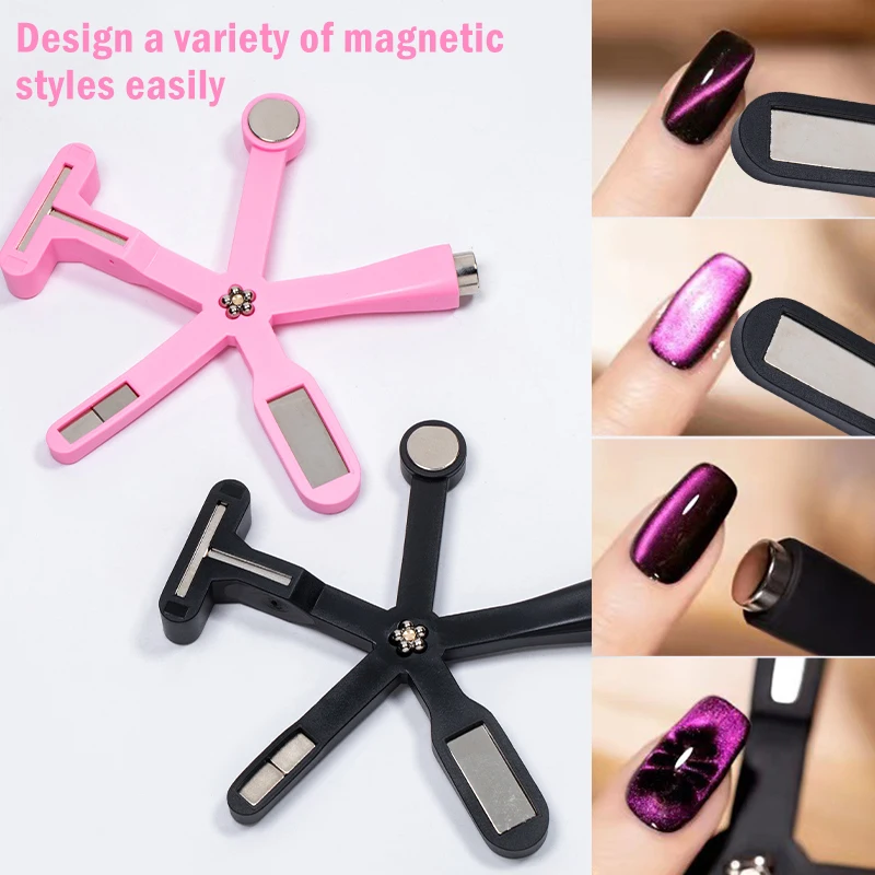 Cat Eye Nail Tool Magnetic Nail Art Tools Magnetic Nail Pen Magnetic Nail Tools Nail Care Tools 6-IN-1 Strong Magnetic Stick For Cat Eye Gel Polish Nail Magnet Tool Magnet Pen Nails Art Design Glitter Effect Manicure Tools