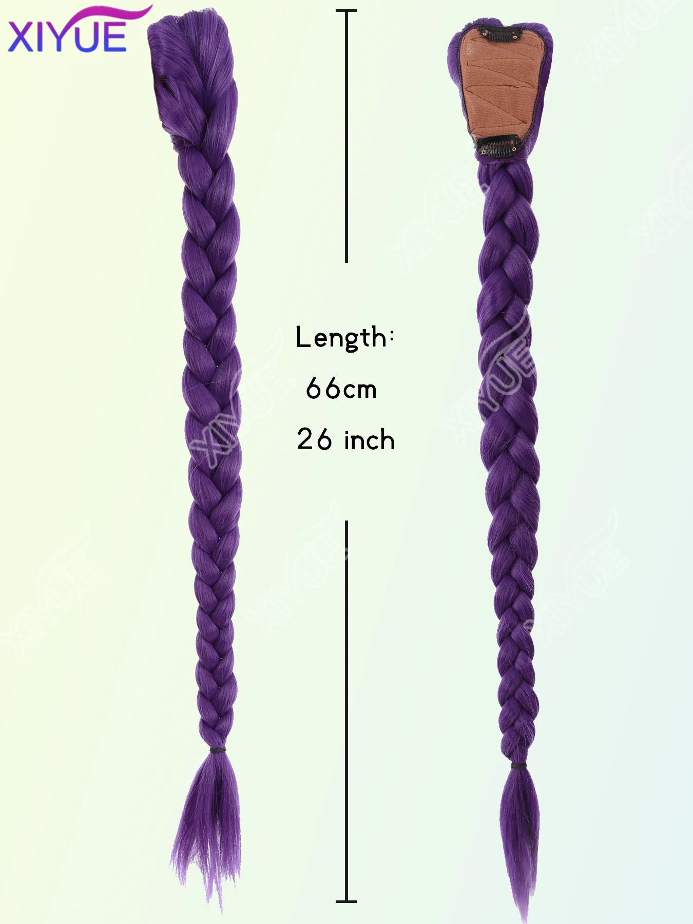 XIYUE Purple Ponytail Extensions 26 Inch Long Purple Braids Synthetic Fiber Hair for Cosplay Halloween Costume wig