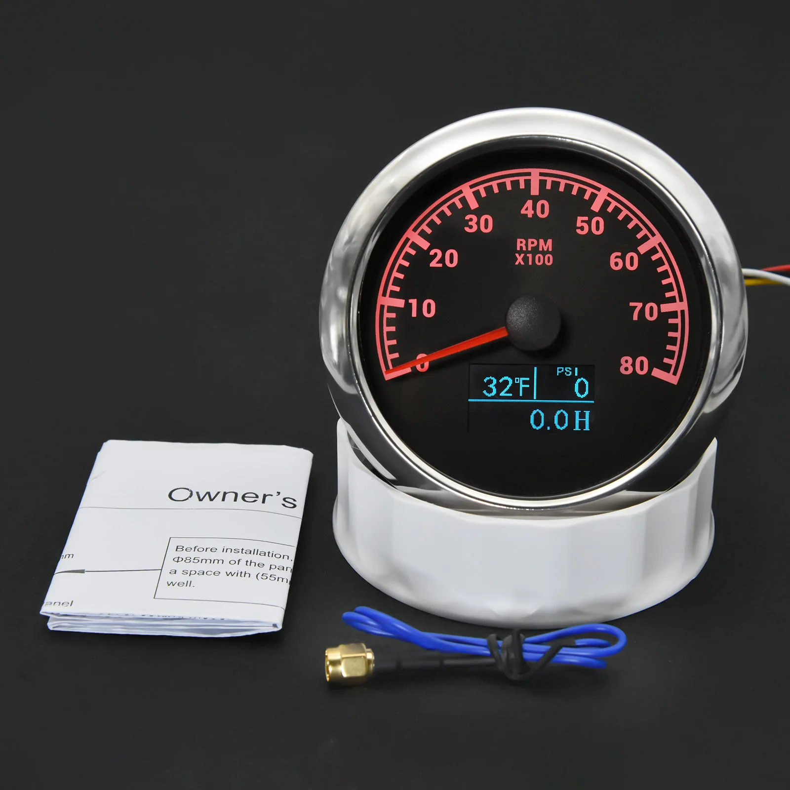 3 In 1 Tacho Meter 85MM Gauge Red Backlight for Marine Boat 3000-8000RPM Tachometer Water Temperature Oil Pressure Gauge Sensor tachometer gauge engine tachometer tachometer meter