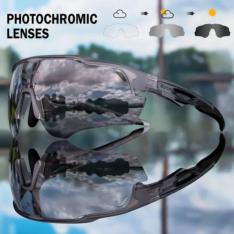 SCVCN Photochromic Cycling Sunglasses MTB Cycle Eyewear Men's Sunglasses Sports Running Bicycle Glasses UV400 Protection Goggles