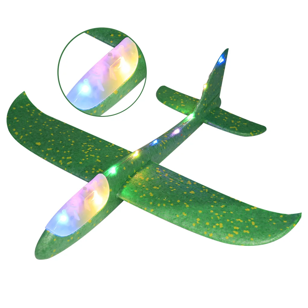 48CM Night Light Hand Throw Airplane Foam Launch Fly Glider Planes Model Aircraft Outdoor Fun Toys for Children Party Game foam electric aircraft model aircraft fall resistant gyro diy children s toy charging usb outdoor hand throw glider model