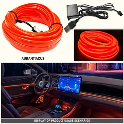 LED Decorative Neon Strip for Car Interior Ambient Lighting - Flexible USB - Powered Atmosphere Glow (5M)