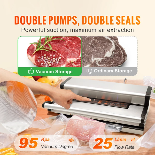 SucceBuy Commercial Vacuum Sealer Machine Multifunction Automatic Food Packaging with Bag Roll Storage Cutter for Home Kitchen 4