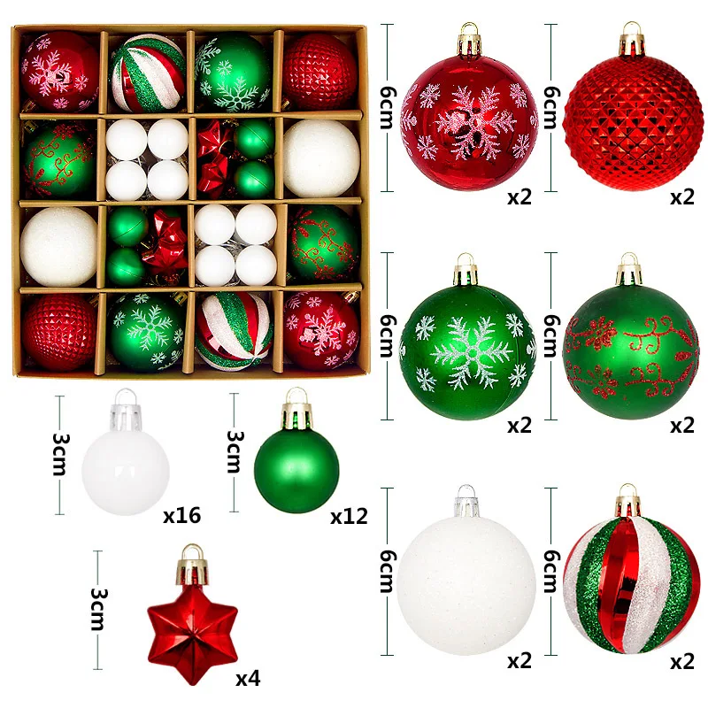 thumbnail image 1 of Juego de adornos de bolas de Navidad, gran árbol de Navidad, colgante de copo de nieve, decoración navideña para el hogar, regalo de fiesta de Año Nuevo 2025, 1 of 5