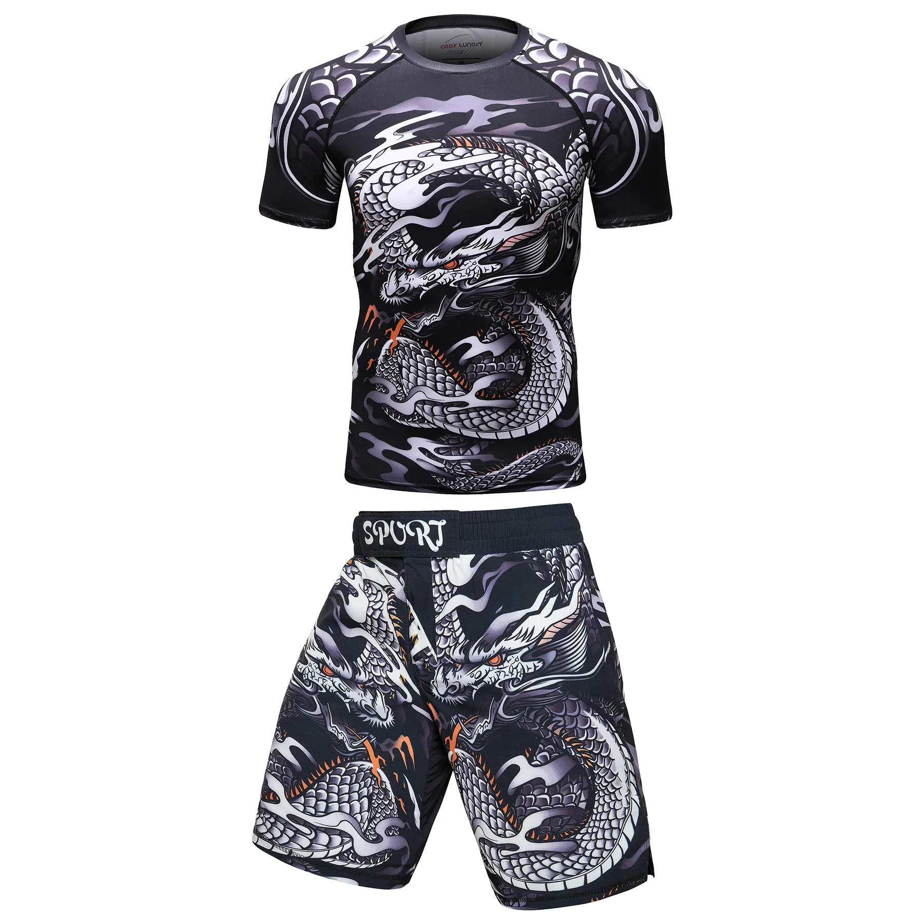 Two Sets of Sportswear, Bjj Jiu Jitsu Gi Rashguard + MMA Shorts, Muay Thai Pants, Cool Boxing Suit, Running Suit, Fitness Suit 4