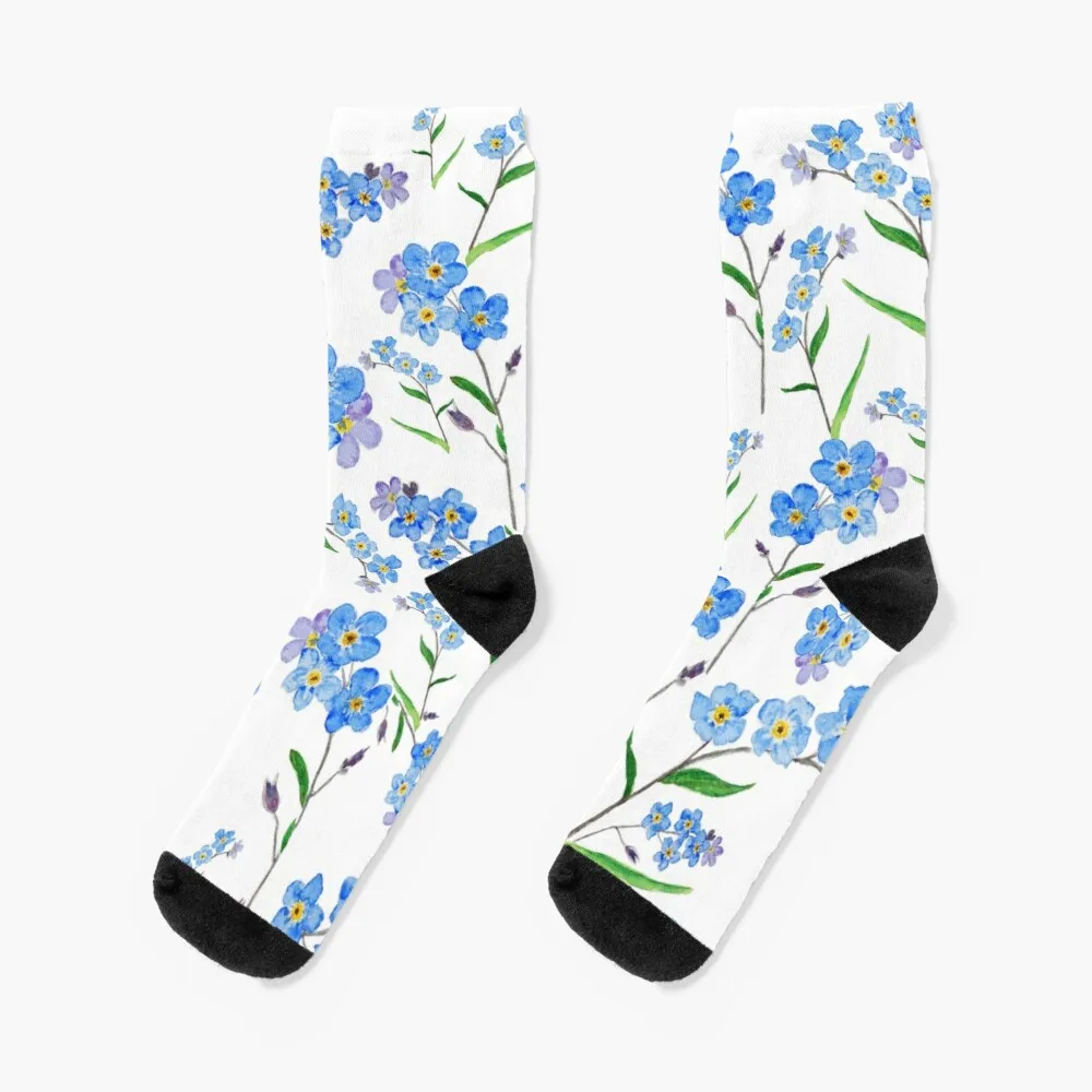 

blue forget me not pattern watercolorSocks