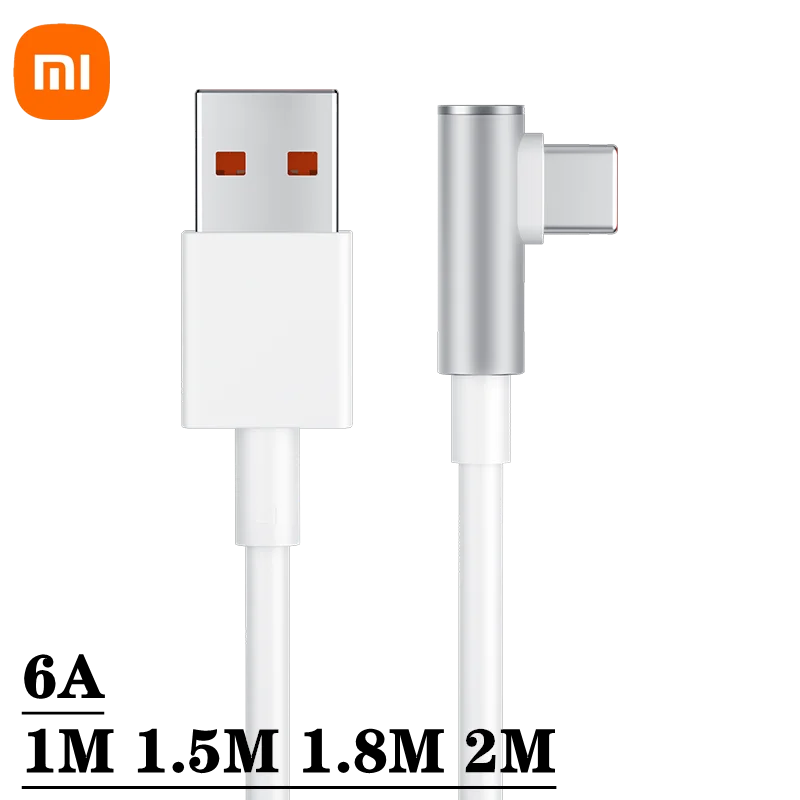 Original Xiaomi 120w 6a Usb tipo c Jogo Cabo de Carregamento Rápido 90 Graus Cotovelo para mi 12 11 10 Pro Poco Redmi Nota K40 tipo Carregador