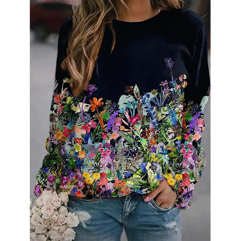 Autumn New Floral Sweatshirts Flower Bird 3D Print Hoodies Women Streetwear Long Sleeve Pullovers Tops Y2k Hoodie Woman Clothing