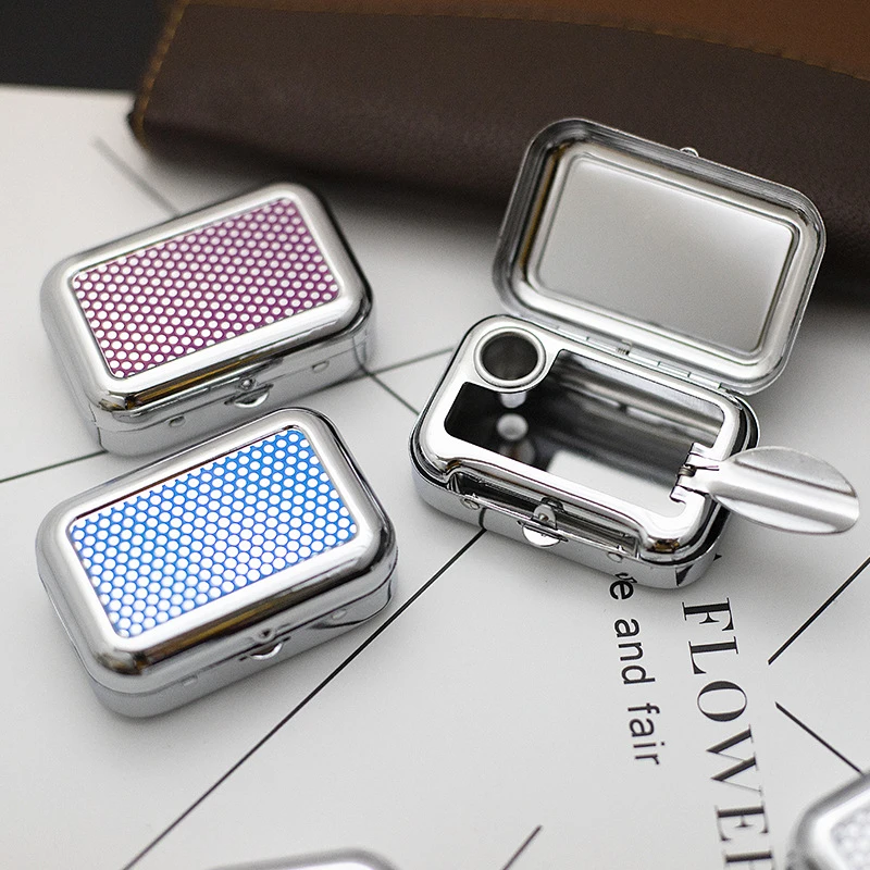 Ashtray with Lockable Lid Portable Metal Desktop Ash Case Outdoor Pocket Ashtray portable ashtray cigarettes ashtray metal ashtray