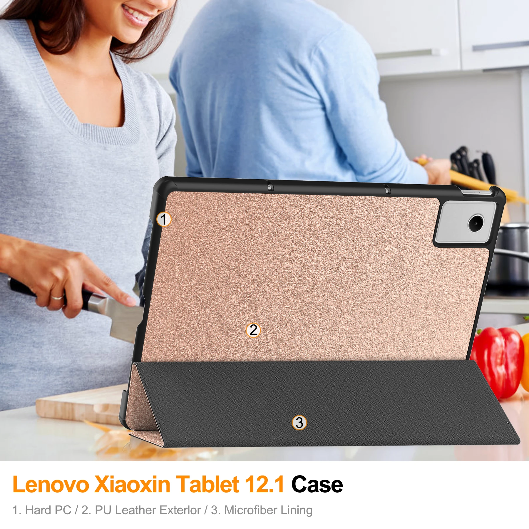 Premium Tri-Fold Stand PU Leather Tablet Case - 12.1 Inch