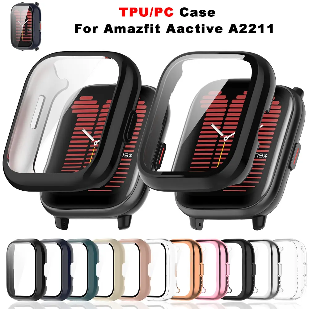 

Soft TPU PC Tempered Glass Case For Huami Amazfit Aactive A2211 Smart Watch Screen Protector Cover Bumper Protective Cases