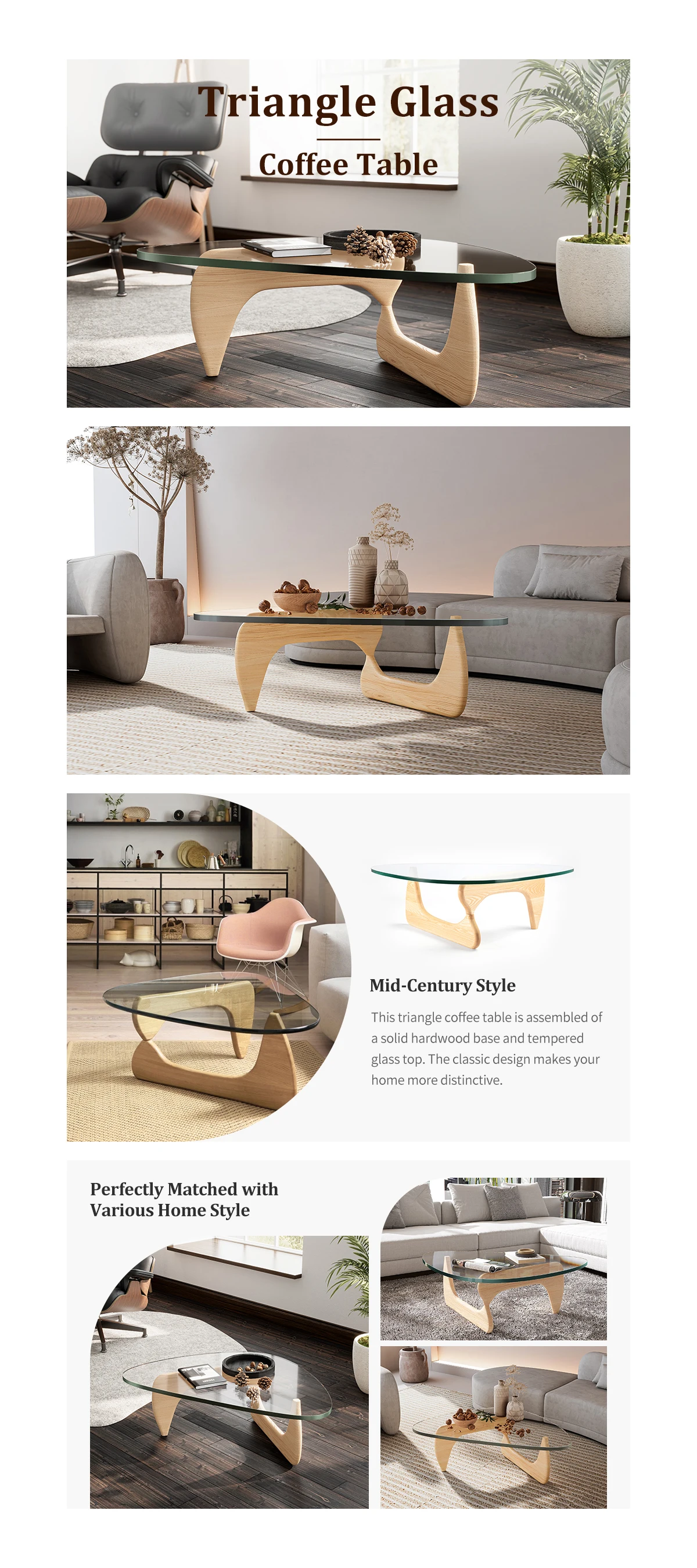 Description Picture 3 of itemTriangle Coffee Tables 0.8in Glass Table for Bedroom Bedside Table Living Room Office Furniture New Design Home Coffee Table