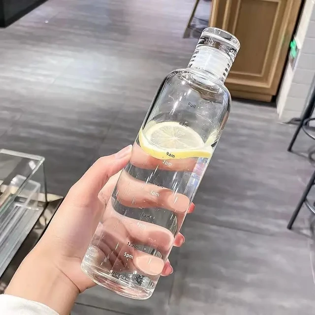 Simple Water Bottle With Time Scale For Tour Outdoor Sports And Travel Leak Proof Seal School Water Bottles for Girls Milk Juice 5