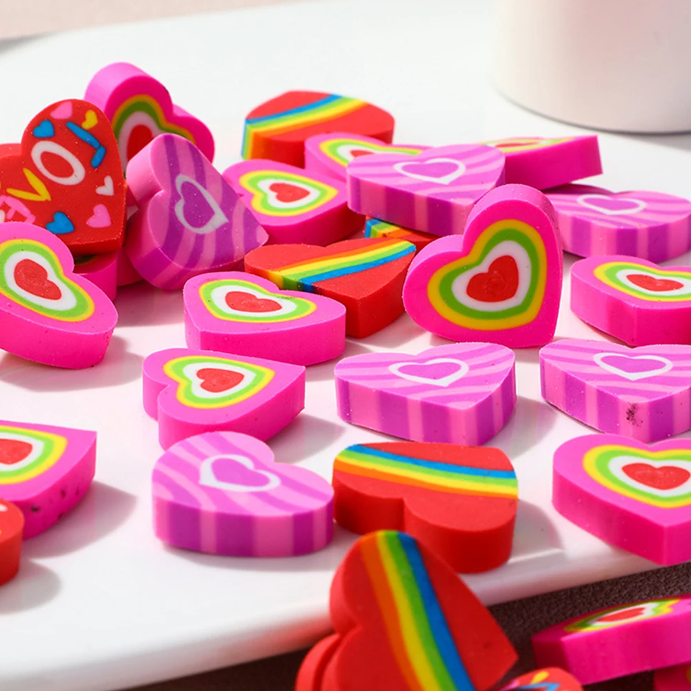 48 Pcs The Gift Heart Eraser Mini Erasers Small Prize Fun For Heart Erasers School Supplies Bulk Classroom Kids Painting Toddler 4