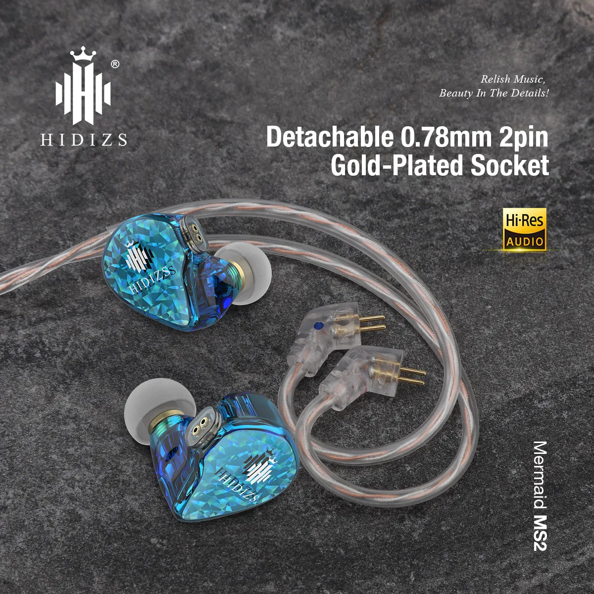Hidizs MS2 in-Ear Earphone HiFi Hybrid Dual Drivers 1 Knowles BA+1 DD Wired Earphone with 2 Pin 0.78mm Detachable Cable Earbuds