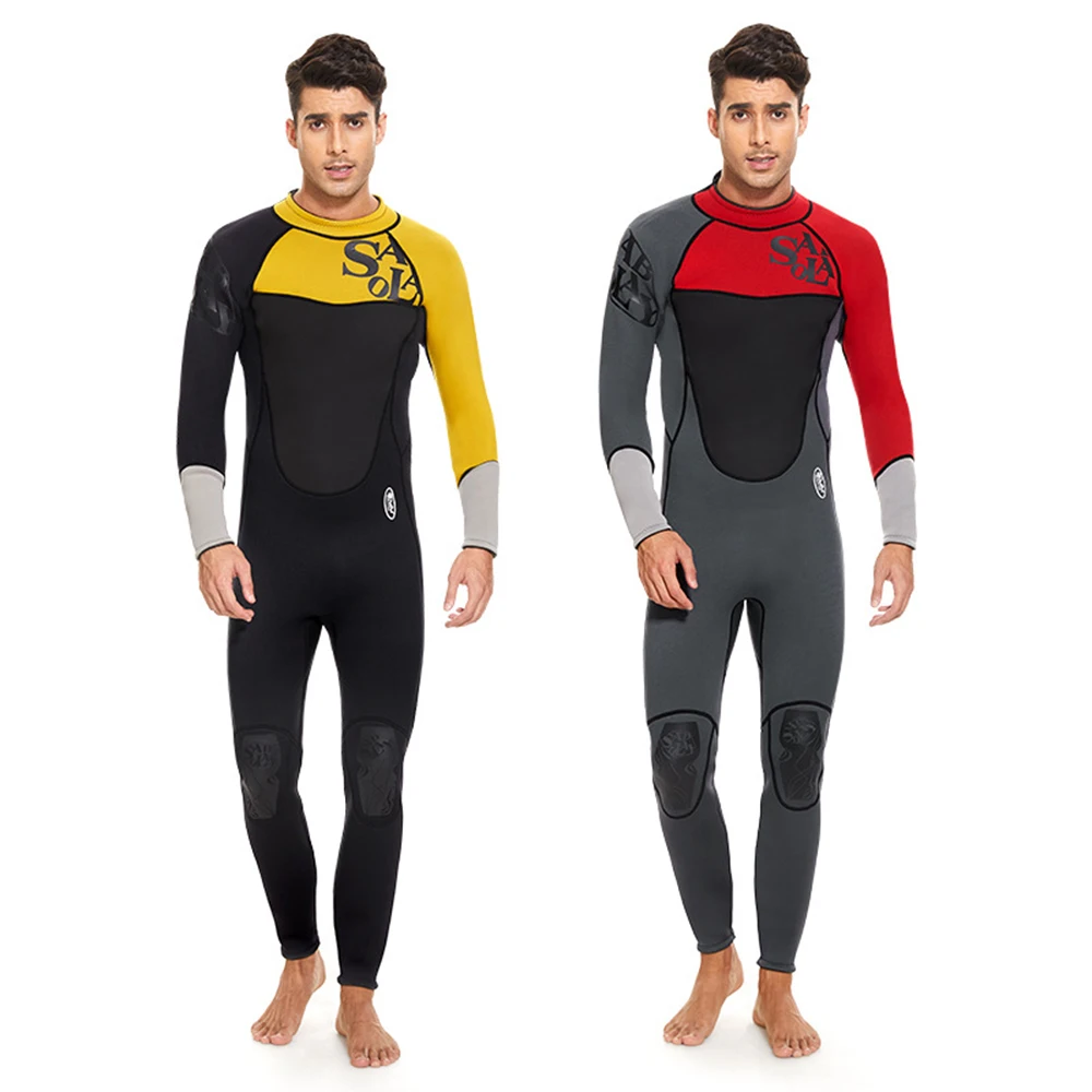 

New Men's Fashion 3MM Neoprene Wetsuit One-Piece Long-Sleeved Thickening Warm Cold-Proof Swimming Snorkeling Surfing Wetsuit