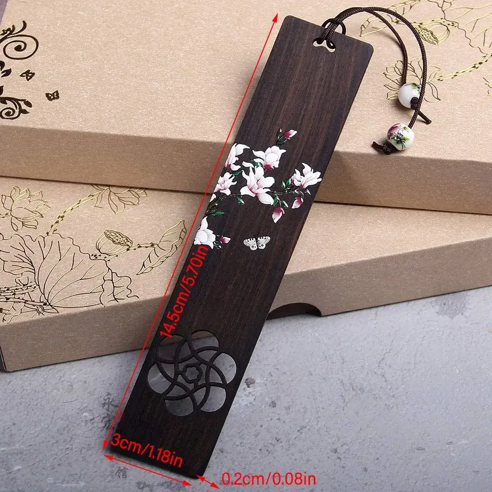 Chinese Style Wooden Color Painted Bookmark Pagination Mark Retro Carving Ebony Book Clip Students Learning Stationery Supplies wooden bookmark,bookmark page holder,bookmark holder