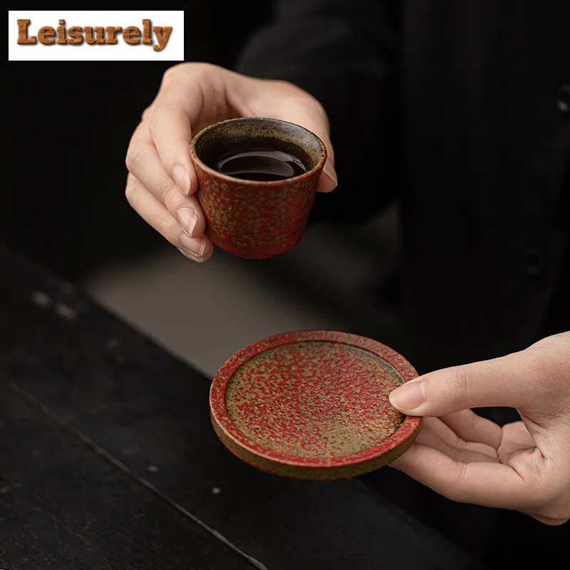 6pc/set Full Mountain Red Old Rock Mud Coasters Non-slip Coasters For Coffee Cups Saucer Heat Insulation Placemats Teacup Base