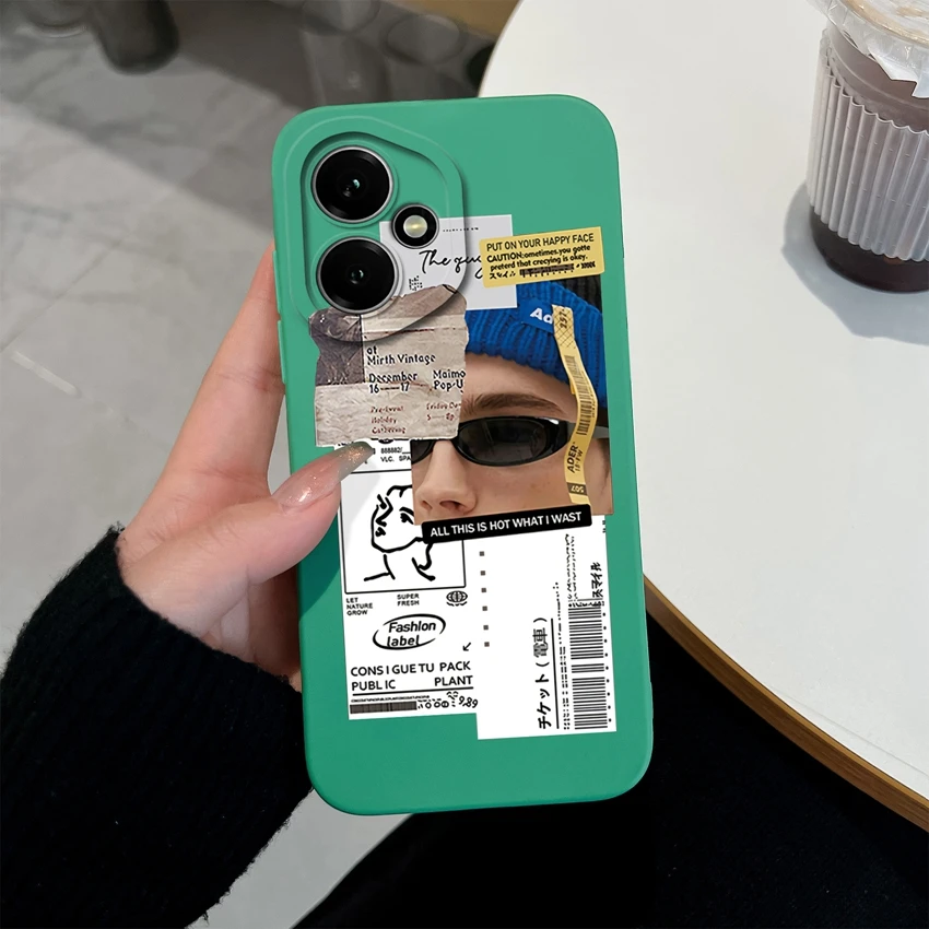 Fashionable Cool Girl Pattern Shockproof Phone Case with Smooth Liquid Silicone and Screen Protector