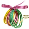 9Pcs/Set Leopard Glitter Jelly Bangles Bracelets for Women Set Waterproof Stack Silicone Plastic Leather Filled Jelly Bangles 5