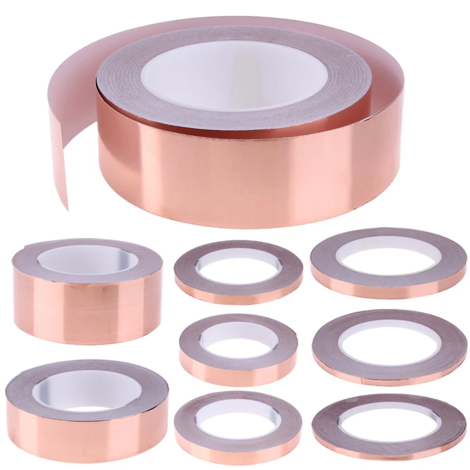 Copper Foil Tape Stained Glass - 20m 25m Copper Tape Adhesive Shielding  Conductive - Aliexpress