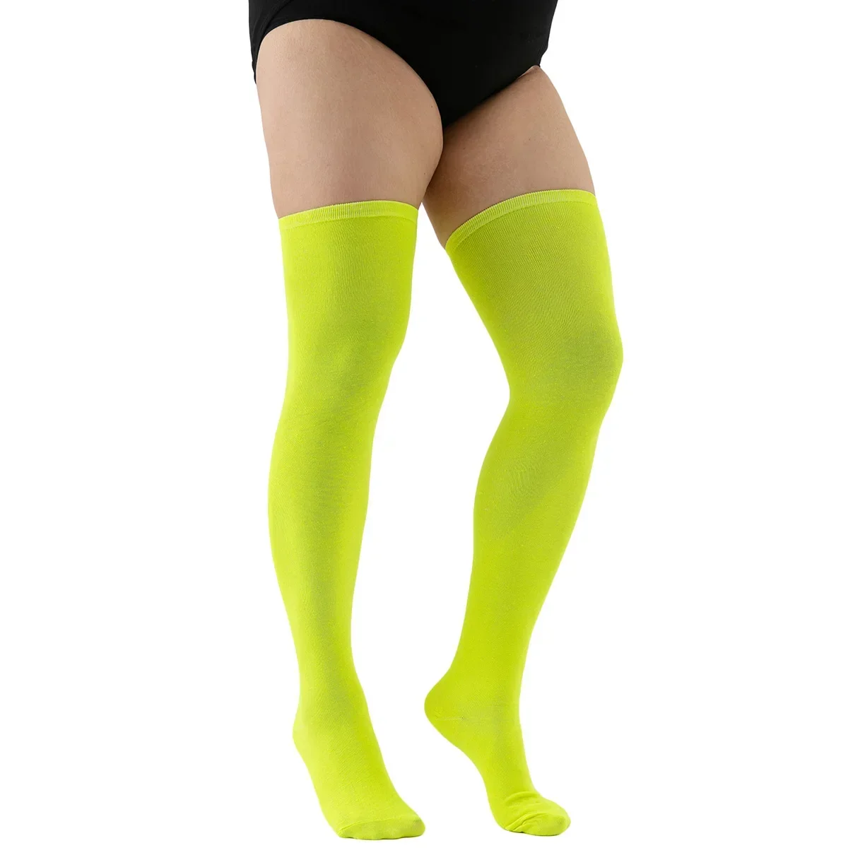 Calze Lunghe Sopra il Ginocchio da Donna, Taglia Grande, a Righe Bianche e Nere, Calze Alte fino alla Coscia, Scaldacollo Spessi per Donne Oversize 5XL  200574005