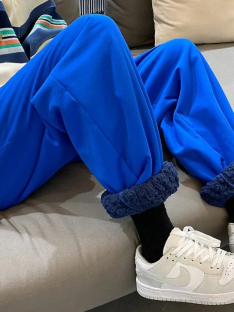 Gmiixder Klein Blue Lamb Wool Pants Hip Hop Handsome Thickened Pants ...