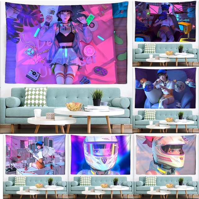 ANIME FAN ART KAWAII JAPANESE CARTOON Elevate Your Home Decor with AI-Drawn  Anime Girl Tapestries Sticker for Sale by ANIME-CYBERPUNK