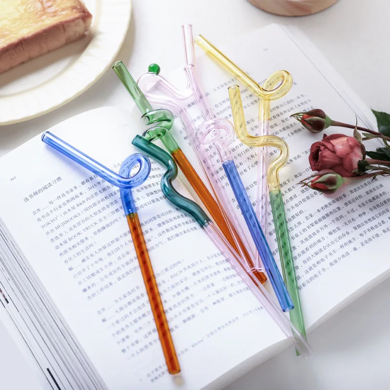 

1PC Glass Stirring Rod Clear Mixing Sticks Cute Flower Handle Stir Bar Coffee Cocktail Sticks Drink Mixer Muddler for Home Party