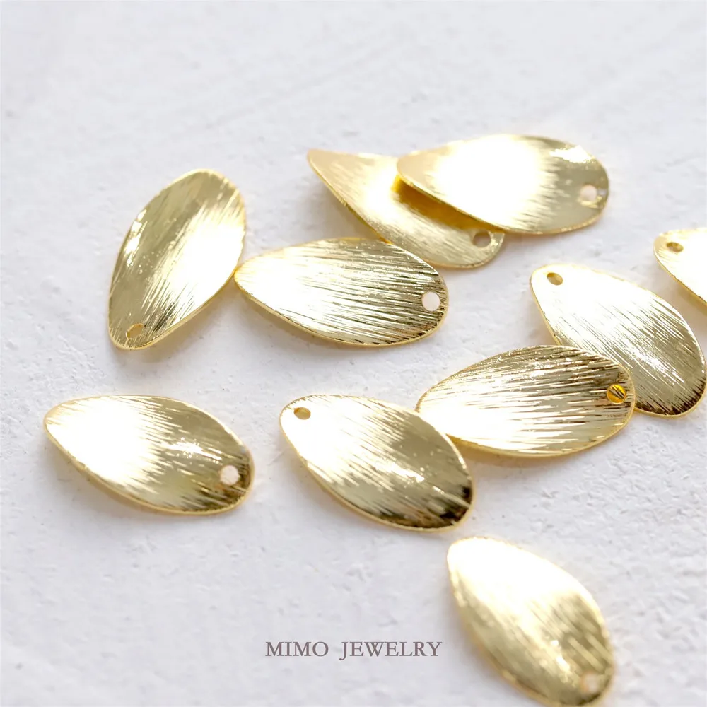 

Elliptical Twisted Surface Wire Drawing Sheet Ins Wind Charm Pendants 14K Gold Plated Jewelry Making Supplies Diy Accessories