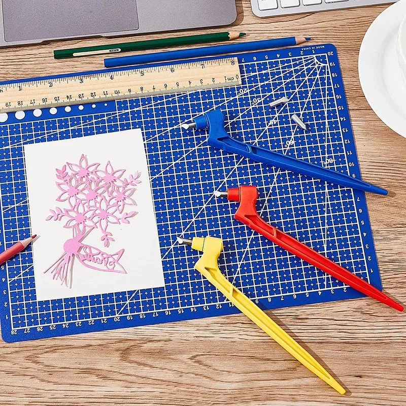 Cutting Mat Craft Cutting Tool 1Pcs Craft Cutting Tools 3Pcs 360-Degree Rotating Carbon Steel Replacement Blade Safety Cutting Mat DIY Art Paper Craft Supply