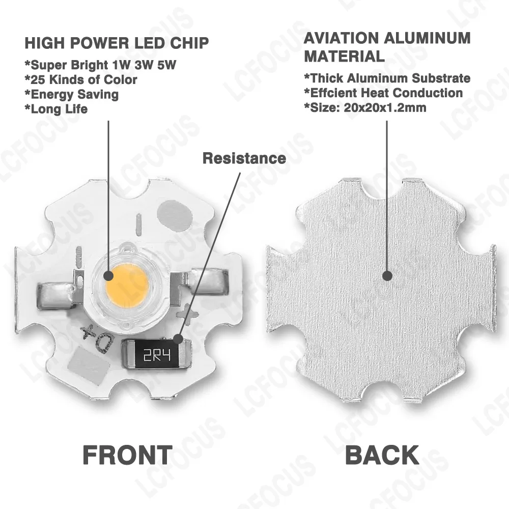 10개 1W 3W LED 칩 DC 3.7V 5V 12V 따뜻한 자연광 차가운 백색 적색 녹색 청색 황색 알루미늄 스타 PCB 16mm 20mm 램프 라이트 비즈