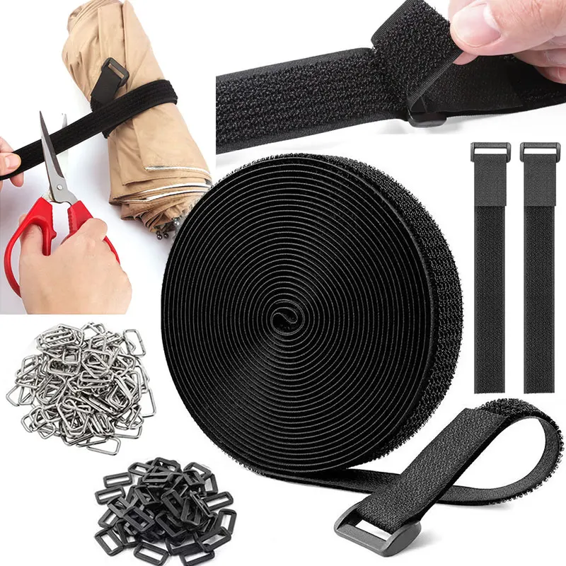 Versatile Hook and Loop Reusable Cable Straps with Buckles - Customizable Nylon Cord Organizer