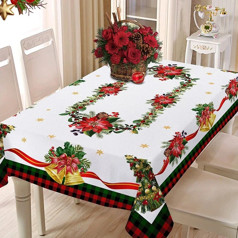 thumbnail image 1 of Mantel Rectangular de Navidad, mantel de invierno para árbol de Navidad, vacaciones, fiesta de campo, mantel decorativo al aire libre, 1 of 5