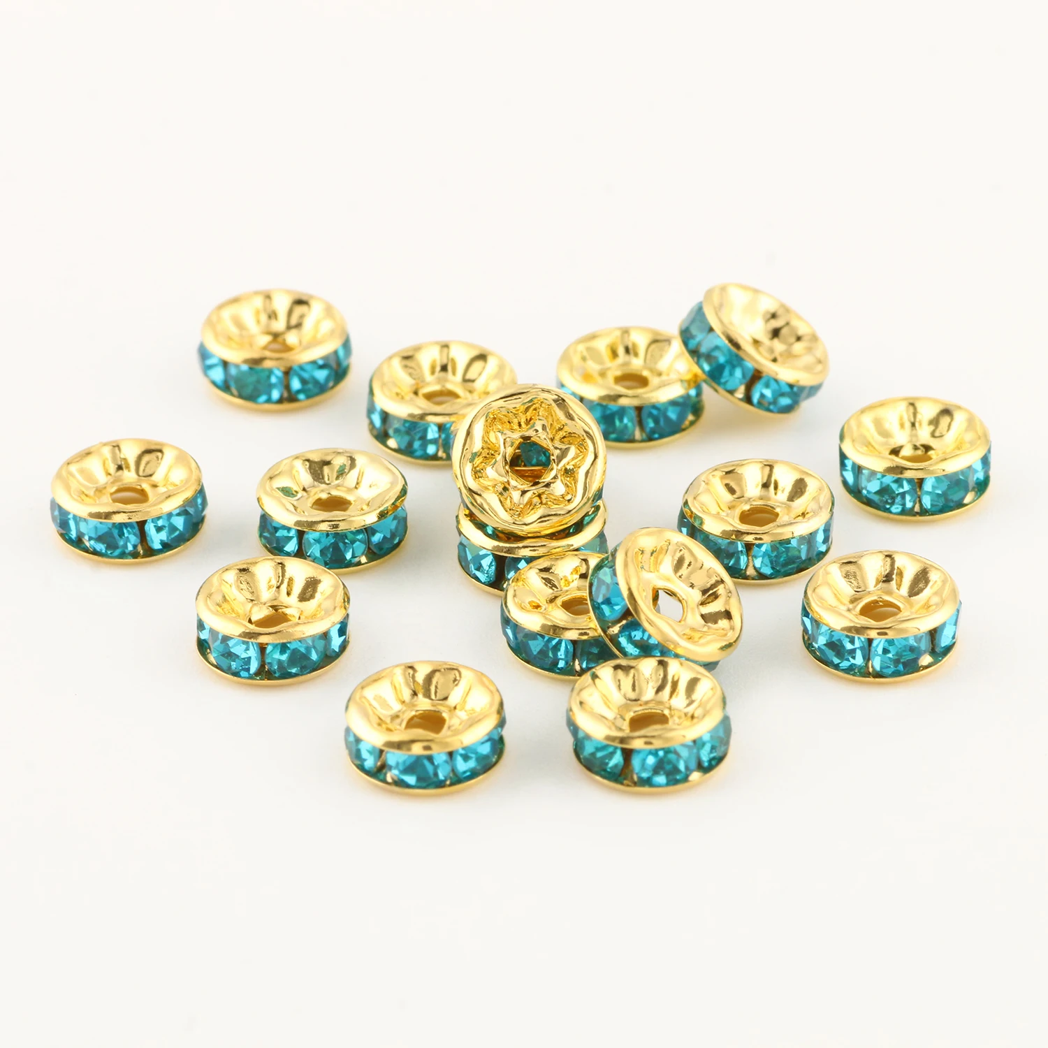 400 perline distanziali in cristallo, 10 mm, perline intermedie con strass, perline in metallo, 10 colori, per braccialetti fai da te, orecchini, collane, gioielli e decorazioni
