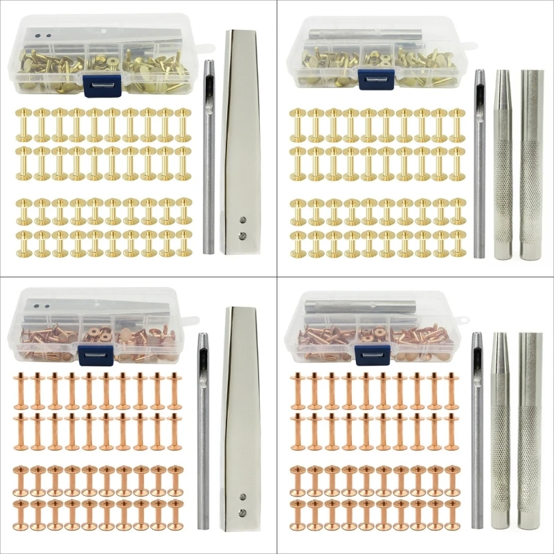 

40 Sets Rivets and Burrs with 3.5 Rivet Tool for Leather Belt, Wallets