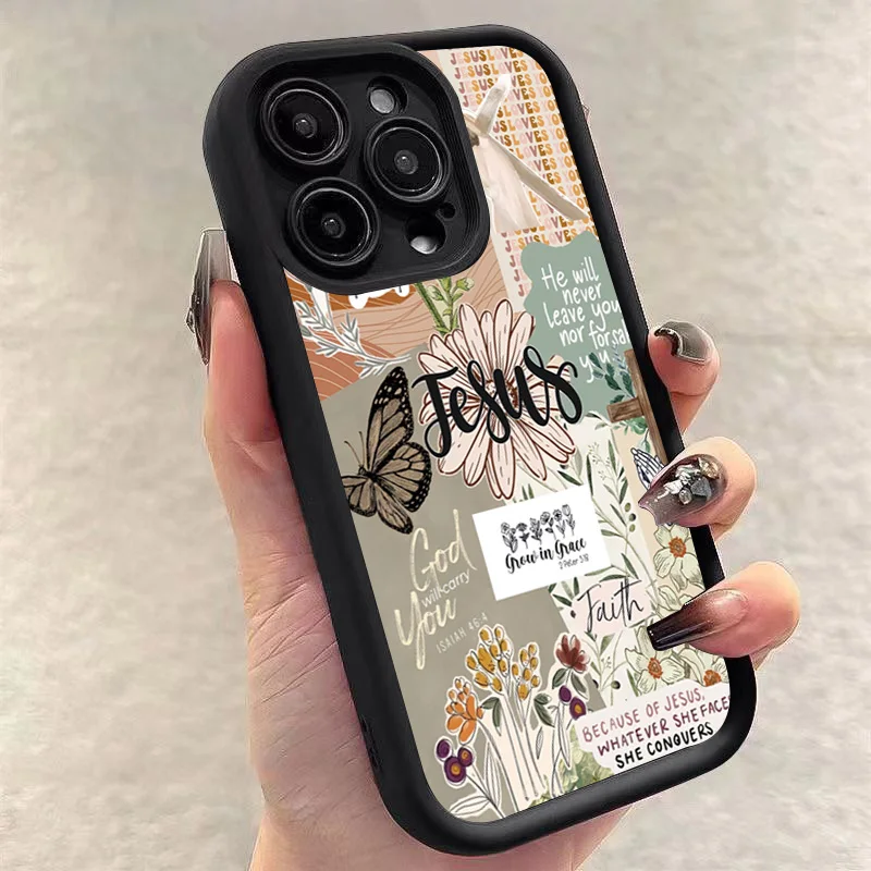 Jesus Collage Pattern Thick Shockproof Phone Case with Soft Cover