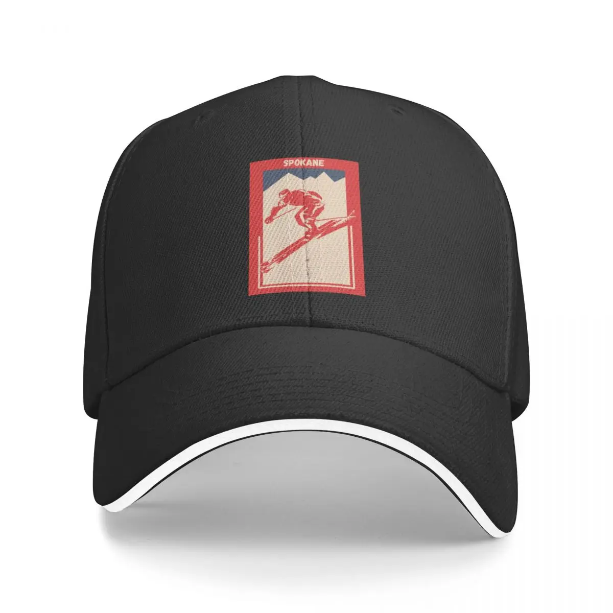 

Крепление Spokane или Mount Baldy в меде, Гор селкерка, штат Вашингтон, США, Северной Америки-винтажная красная Лыжная бейсбольная кепка