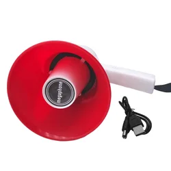 Powerful Portable Megaphone Speaker with Siren, Volume Control, and USB/TF/BT Connectivity (Red)