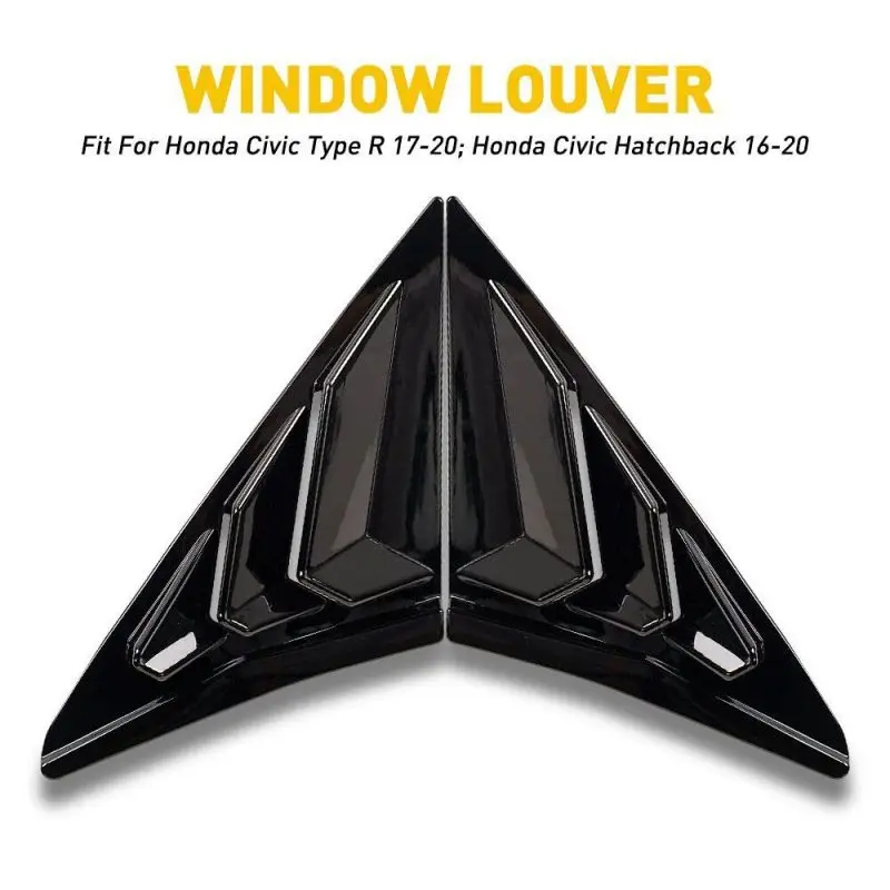 For Honda Civic 10th Gen 2016-2020 Hatchback Rear Side Window Louvers Air Vent Scoop Shades Cover Trim Blinds Car Accessories