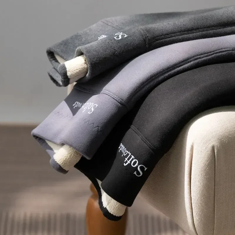 Women Plus Velvet High Waist Stretch Leggings Casual Lambswool Winter Skinny Pants Fall Warm Slim Sweatpants Plush Jogger Pant