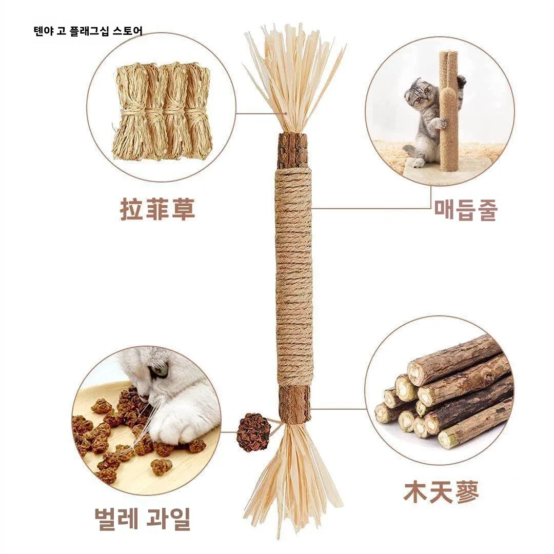 텅야오가오 고양이 이빨 갈이 스틱 필로덴드론 치아 청소 천연 풀 장난감 구강 청결용 강아지 장난감 애완동물 용품