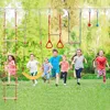 Warrior Obstacle Course For Kids And Adults - 65FT Slackline With Tree Climbing Rock Holds, Swing Seat, Monkey Bars, Ring Wheel, 4