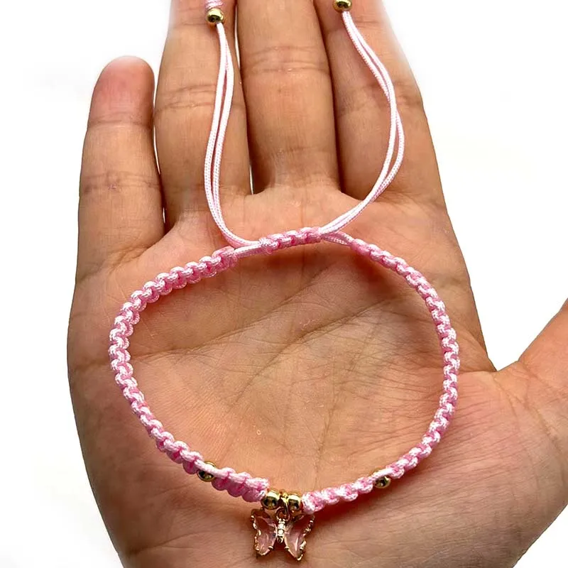 12Pcs Crystal Shiny Butterfly Handwoven Bracelets Glass  Pendant Multicolor Animal Charm for DIY Jewelry Sweet Gifts Many Colors