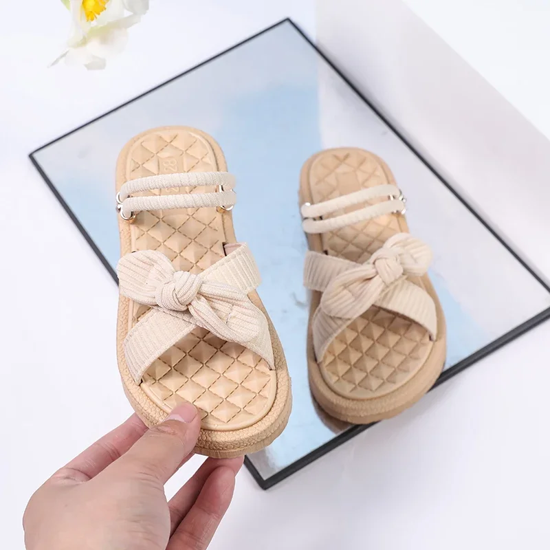 Girls Summer Open Toe Slippers Kids Slip On Shoes