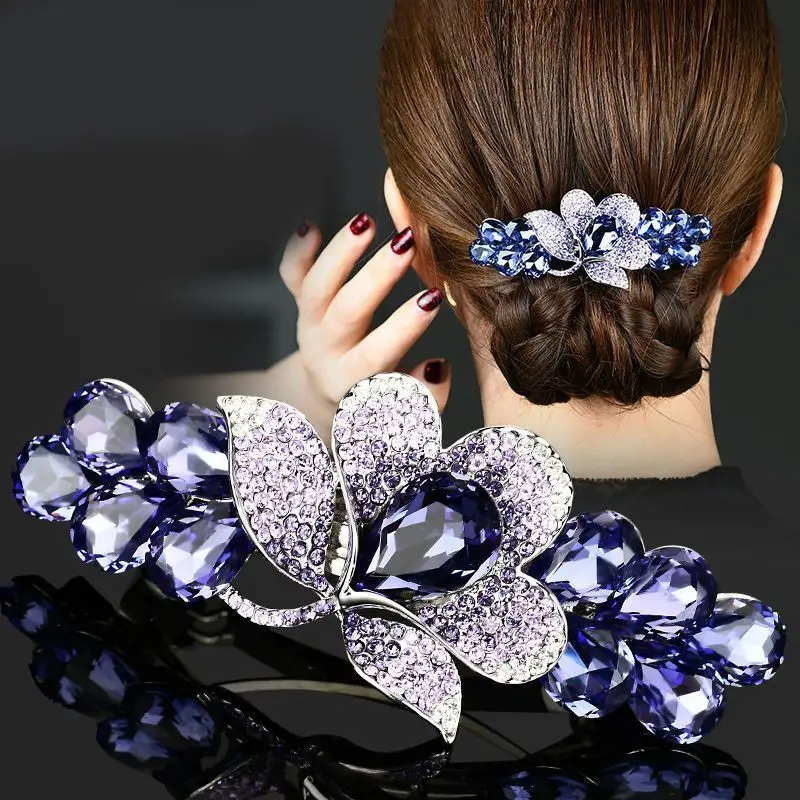 Koreanischen Stil Strass Floral Haar Clip Mutter Kopfschmuck Kopfschmuck Weibliche Haar Zubehör Temperament Barrettes Haarnadeln