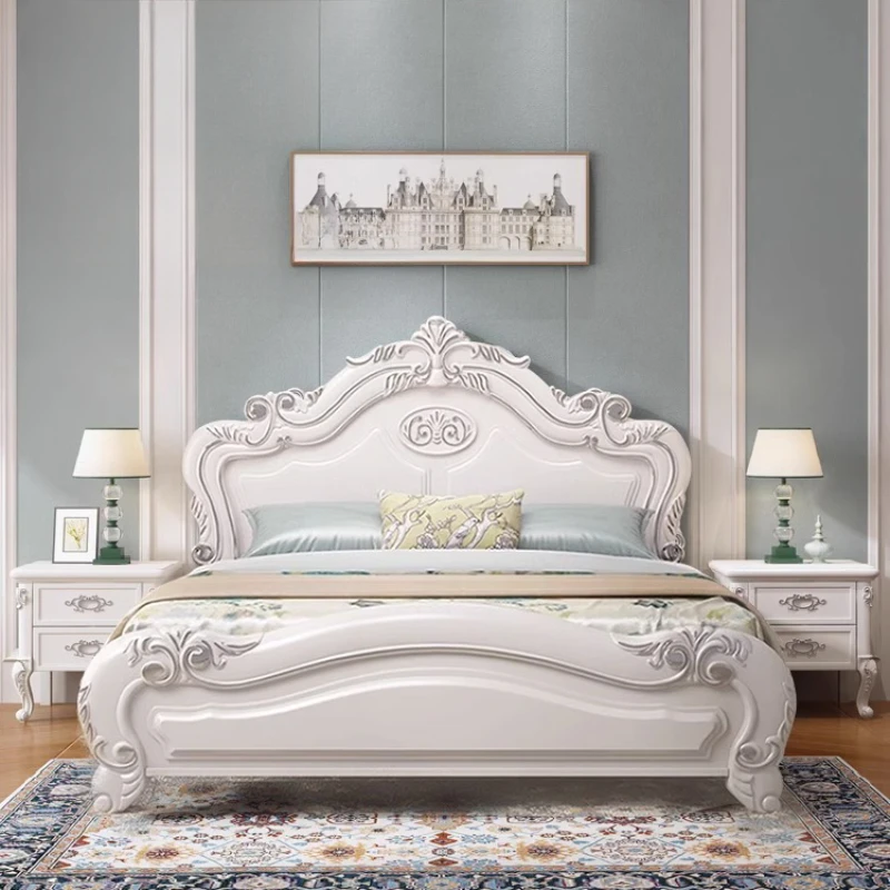 Designer European Bedroom Double Bed Luxury Queen Modern Girls Bedroom Twin Bed Floor Storage Cama De Casal Nordic Furniture