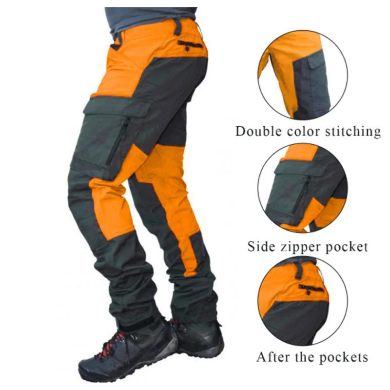 

Tactical Work Waterproof Climbing Cycling Trousers Casual High Waist Color Block Multi Pockets Casual Full Length Work Trousers