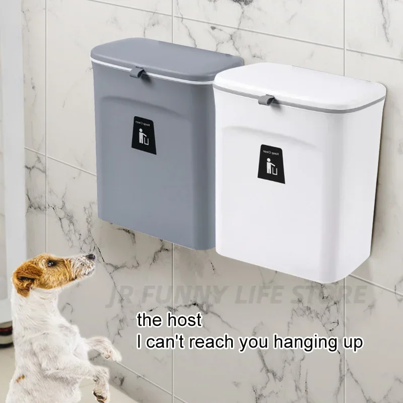 Trash Can 7L, 9L wall mounted with lid, kitchen and bathroom storage bin, garbage bin