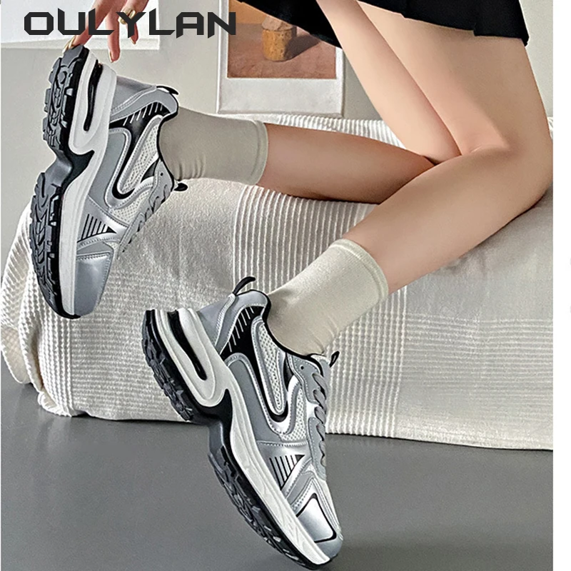 Fitness vulcanize shoes thick sole female sports running women's chunky sneakers spring casual ladies